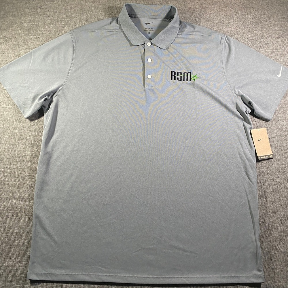 NWT Nike Golf Polo Shirt Mens 2XL Grey Wicking Stretch Short Sleeve Performance
